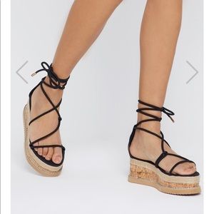 Nasty Gal Give It a Go Wrap Cork Platform Sandals